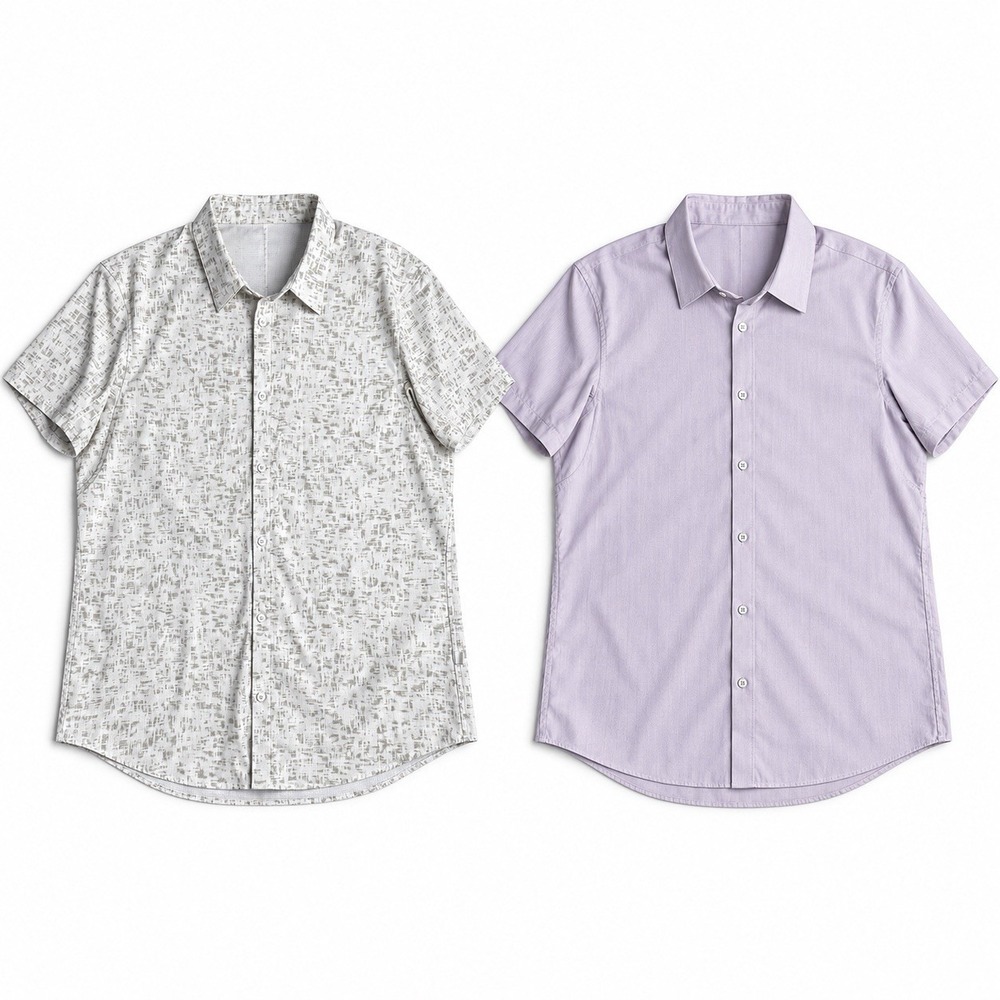 Lot of 2 Lululemon Airing Easy Shirts Mens XL Gray Purple Woven Air Short Sleeve